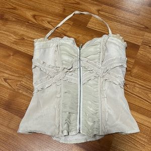 Bebe Ruffle Corset Top vintage y2k